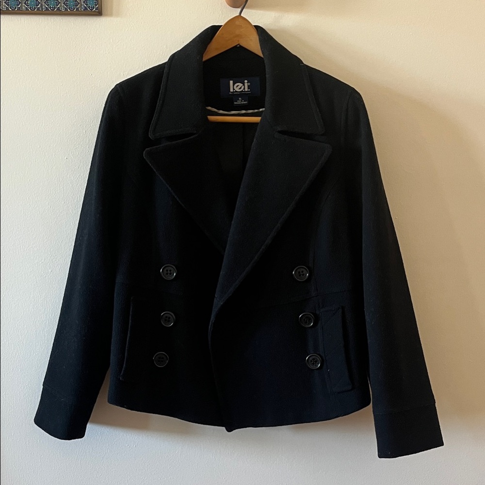 Vintage LEI Women's Cropped Black Peacoat